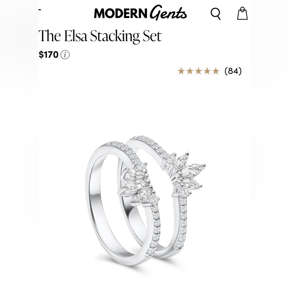 The Elsa stacking set of 2 by ModernGents jewelry. Size 7.5 wedding ring crowns